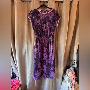 Vintage Ms. Sugar Lavender Lace Overlay Midi Dress